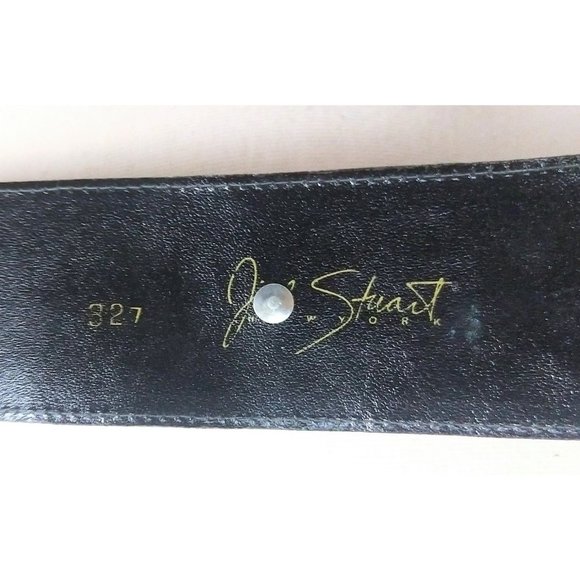 Vintage Jill Stuart wide brown leather gold medallion reptile croc embossed belt - Picture 5 of 6